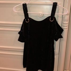 Velvet cold shoulder shirt